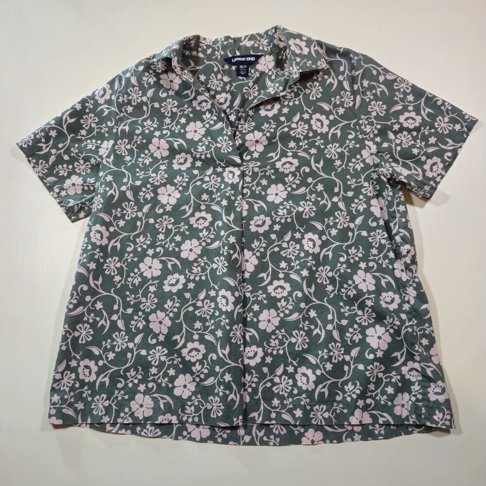Lands' End Women's Soft Lightweight Cotton Top Short Sleeve Vacation Resortwear